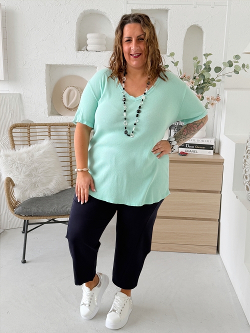 Žebrované tričko Basic do 4XL mintové