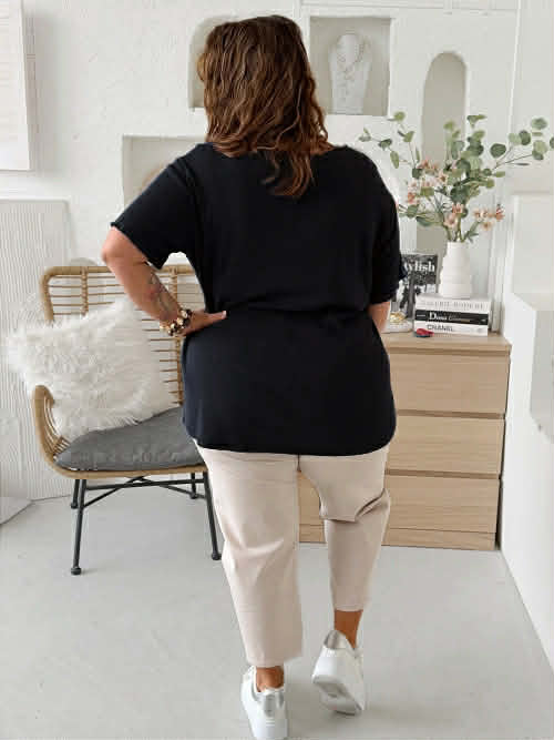 Žebrované tričko Basic do 4XL černé