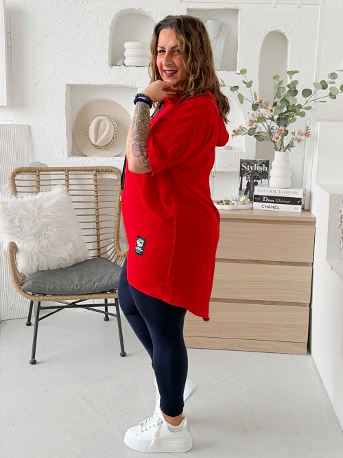 Halenka Sporty z nemačkavého materiálu - červená