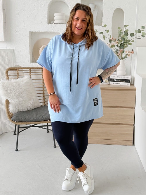 Halenka Sporty z nemačkavého materiálu světle modré