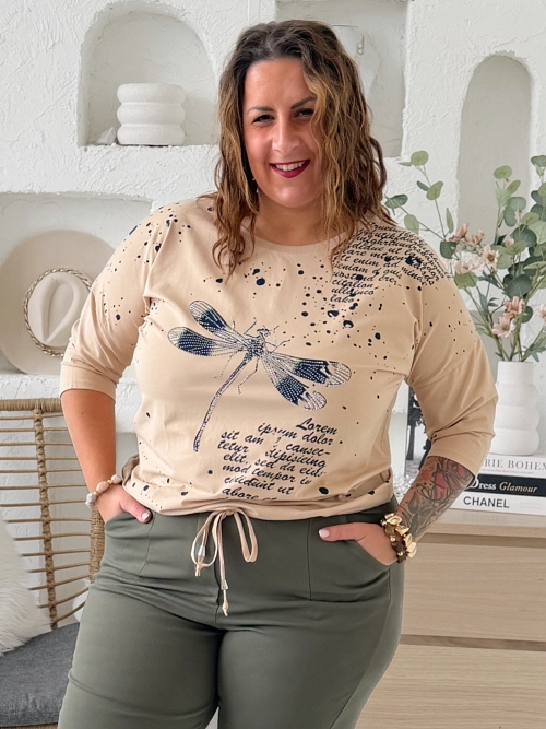 Mikinové tričko Exclusive Abstract do 3XL - písková
