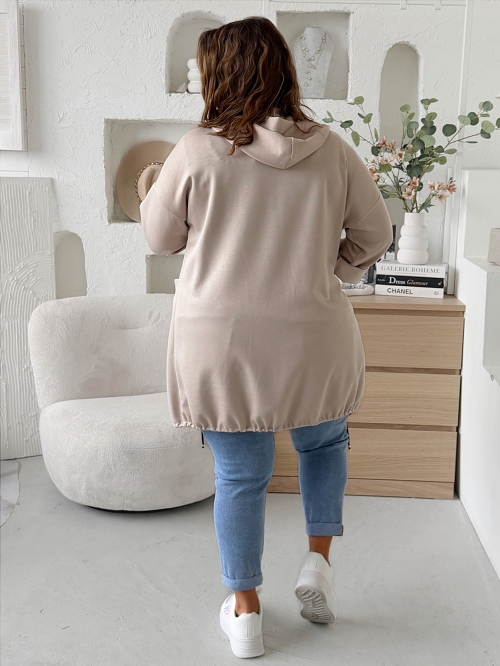 Mikina na zip Máselko Symbol do 3XL - béžová