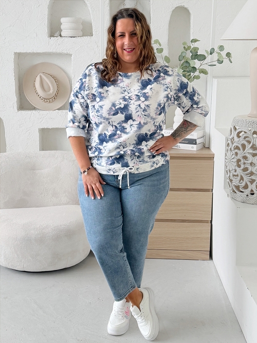 Mikina Spring Flowers Blue do 3XL 