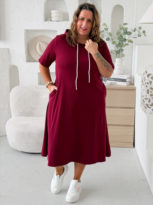 Bavlněné sportovní šaty Bonie do 4XL bordo