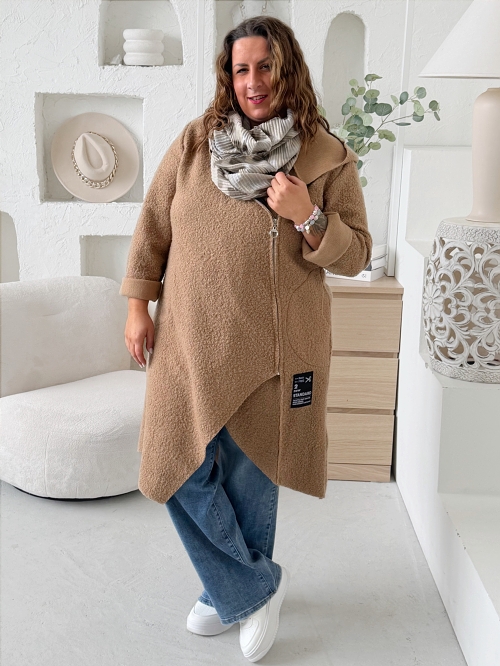 Kabát Asymetric do 4XL camel