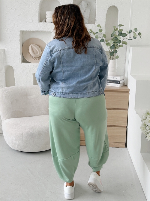 Máslové barelové kalhoty Jefry do 4XL - hráškově zelená