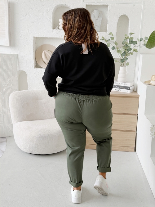 Strečové kalhoty elastické Sporty VĚTŠÍ do 5XL KHAKI