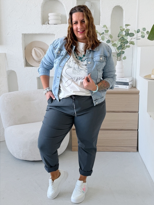 Strečové kalhoty elastické Sporty VĚTŠÍ do 5XL ŠEDÉ