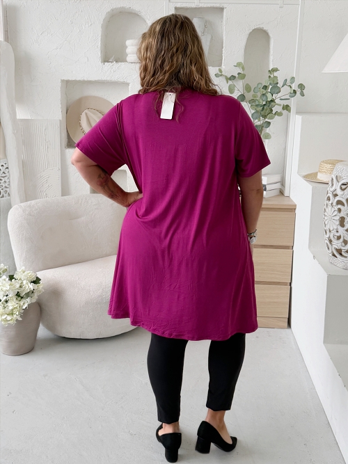 Tunikové šaty Viola zip krátký ruk. do 4XL - ostružina