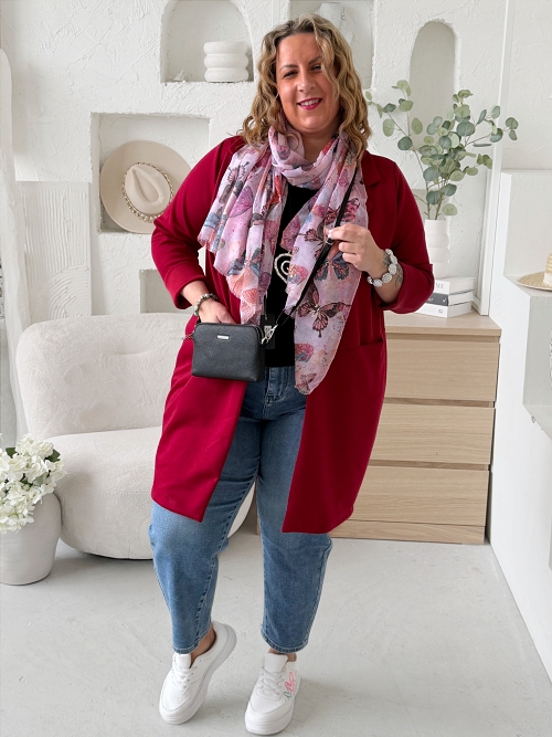 Delší máslové sáčko Gloria do 3XL - vínové