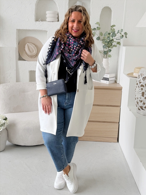 Delší máslové sáčko Gloria do 3XL - bílé