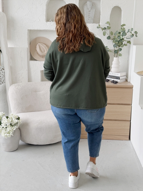 Máslová mikina na zip Jefry do 3XL - khaki
