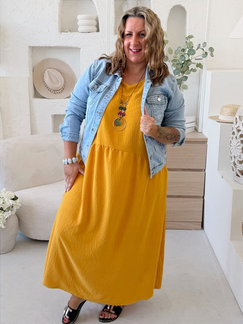 Šaty Sunny Comfort do 5XL - hořčicové