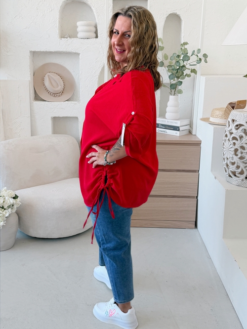 Košile s vázáním Donna do 5XL - červená