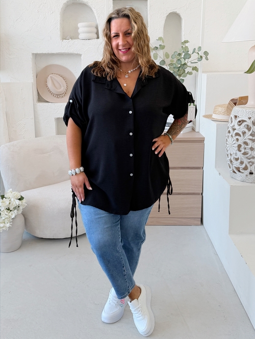 Košile s vázáním Donna do 5XL - černá