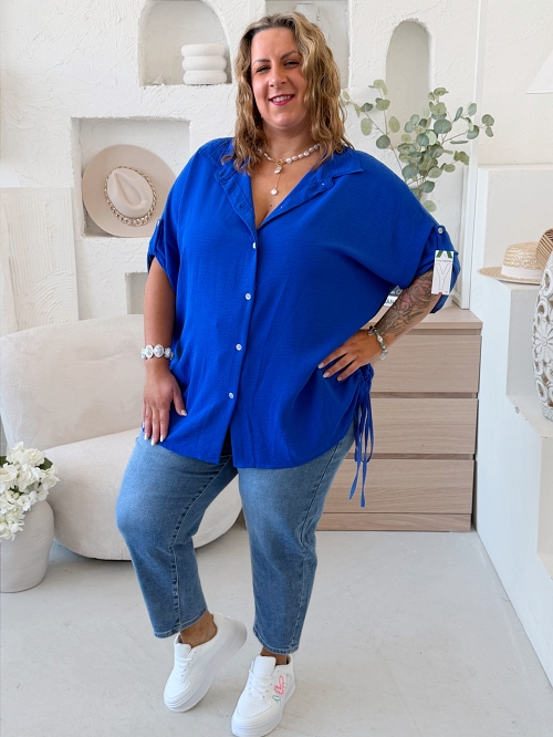 Košile s vázáním Donna do 5XL - královsky modrá