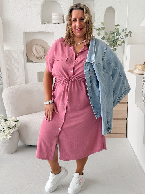 Košilové šaty Olivia do 4XL - starorůžové