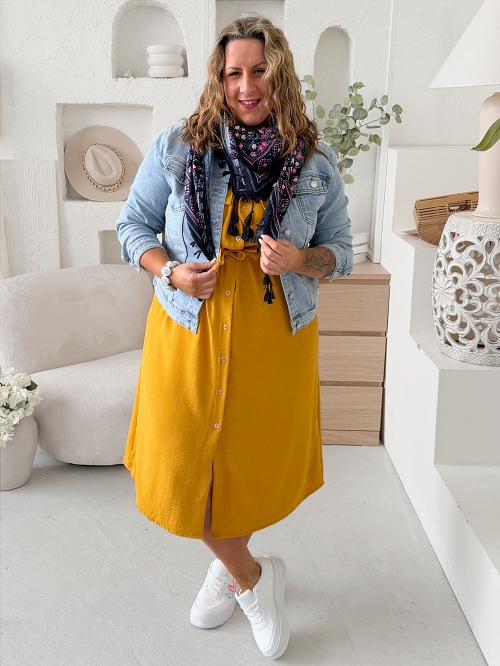 Košilové šaty Olivia do 4XL - hořčicové