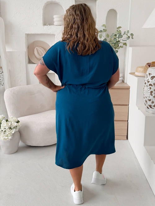 Košilové šaty Olivia do 4XL - petrolejové