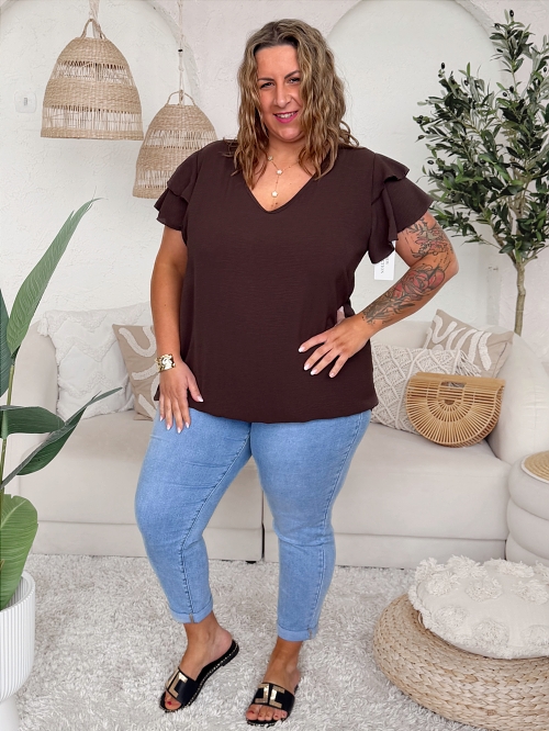 Halenkové tričko Modish do 3XL - čokoláda