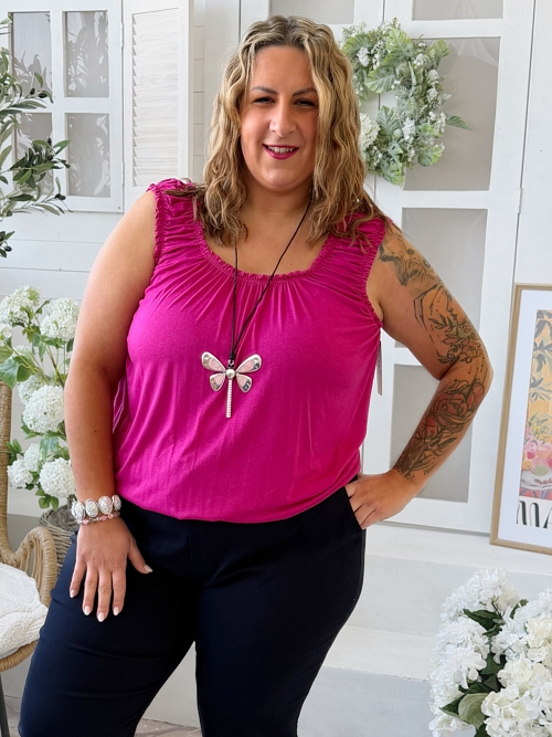 Superelastické tílko do 4XL fuchsiové