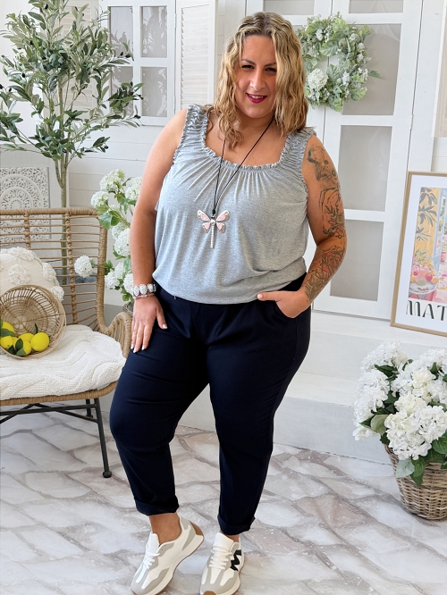 Superelastické tílko do 4XL šedý melír