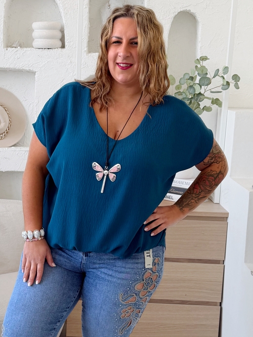 Halenka Brenda do 3XL - petrolej 