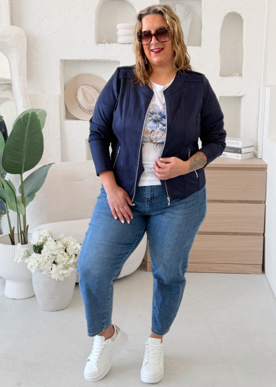 Bunda alá broušená kůže do vel. 50 - tmavě modrá