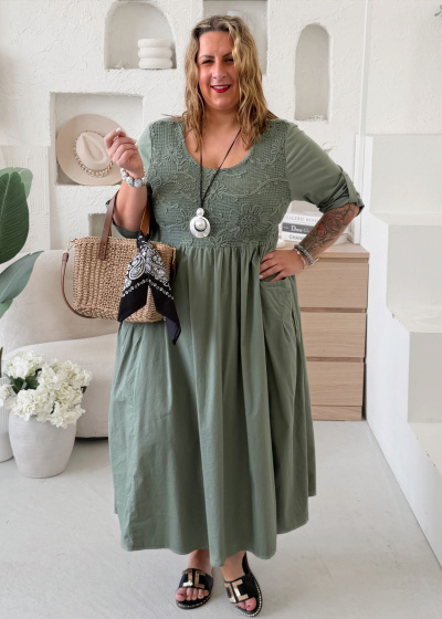 Šaty Exclusive Romance do 4XL - khaki