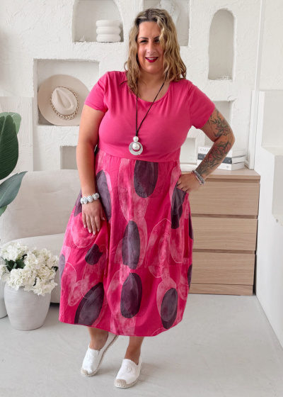 Balonové šaty Tori do 4XL - fuchsiové