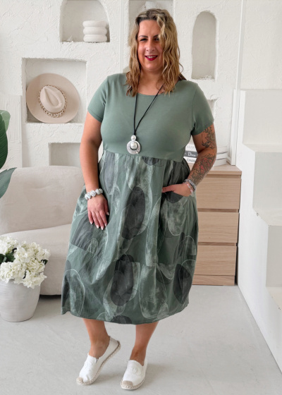 Balonové šaty Tori do 4XL - khaki