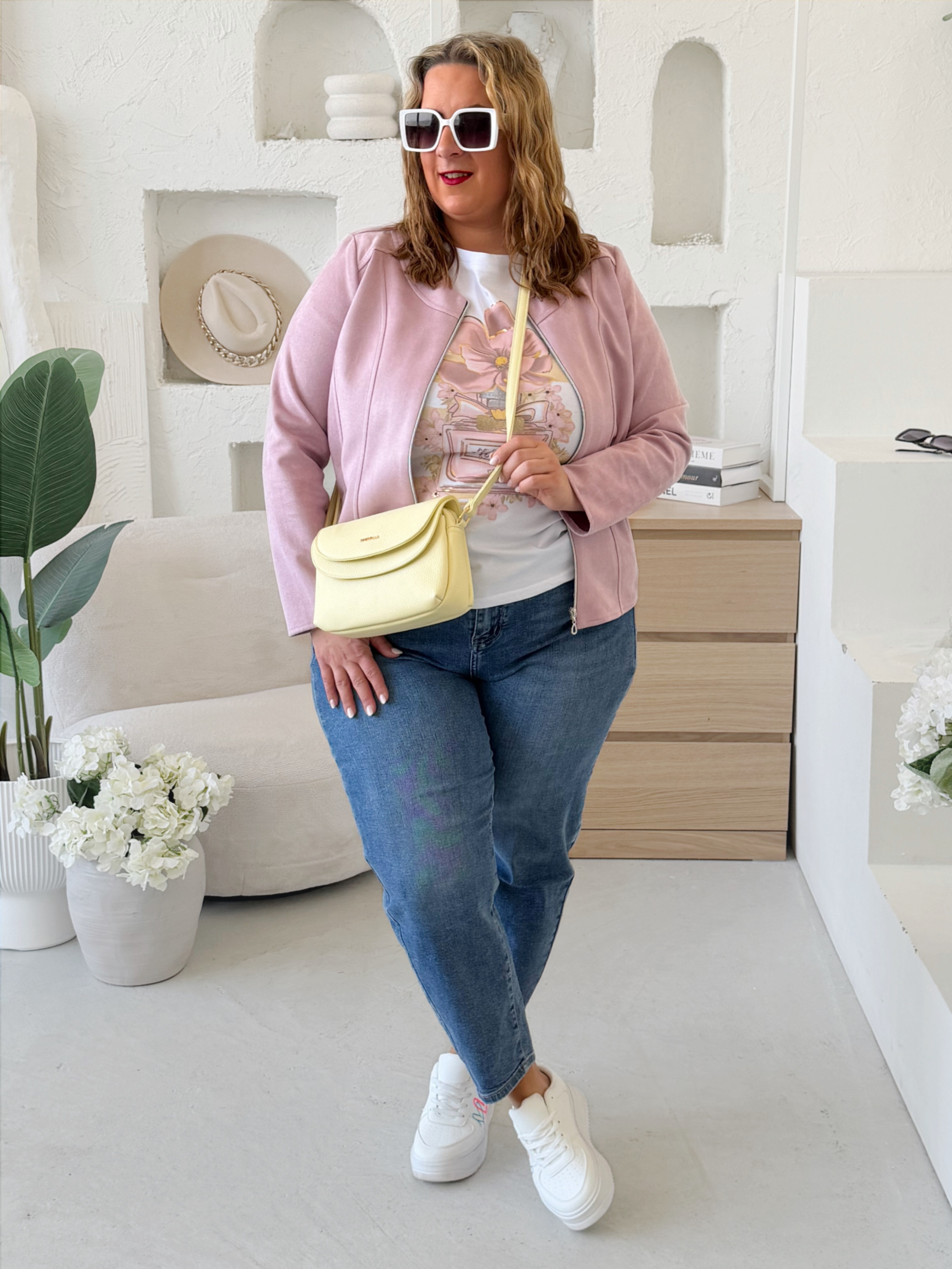 Bunda alá broušená kůže do vel. 50 - starorůžová 