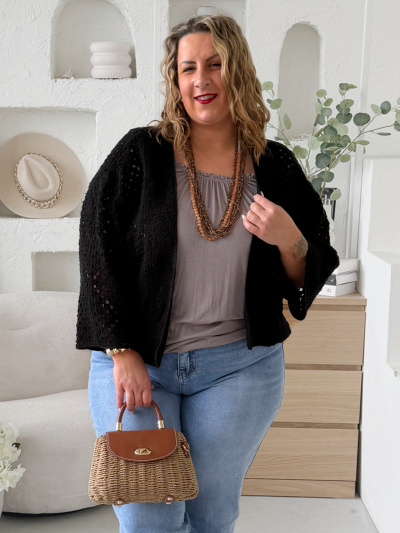 Pletené sáčko do 4XL - černé