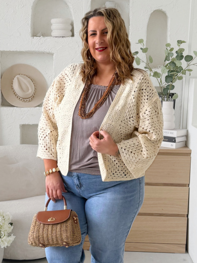 Pletené sáčko do 4XL - béžové