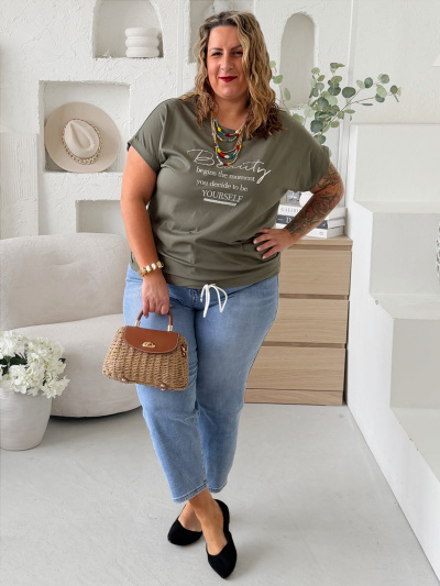 Máselkové tričko Beauty do 3XL - khaki