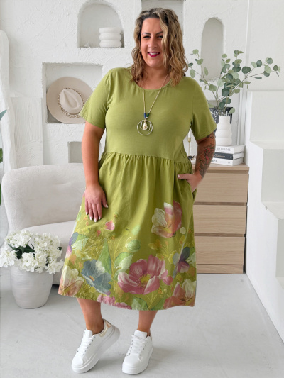 Balonové šaty Flower Pastel do 4XL - limetka