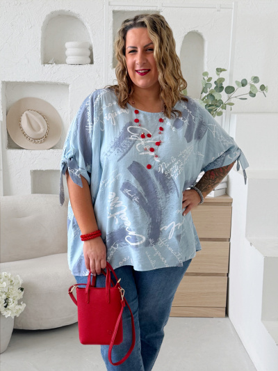 Volná halenka CikCak do 4XL - modrá