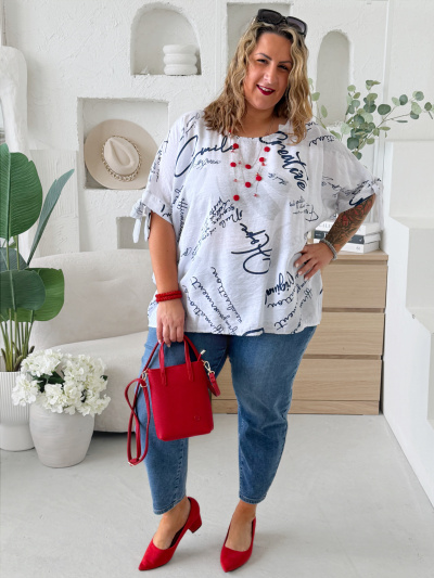 Volná halenka CikCak do 4XL - bílá