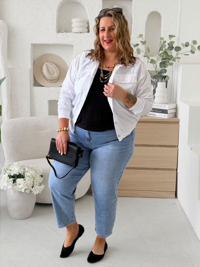 Lehká manšestrová bunda do 3XL - bílá