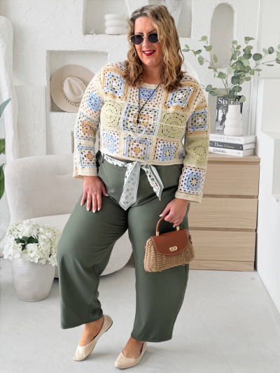 Kalhoty Elegance Barel - khaki