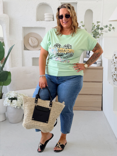 Tričko Heart do 3XL zelenkavé 