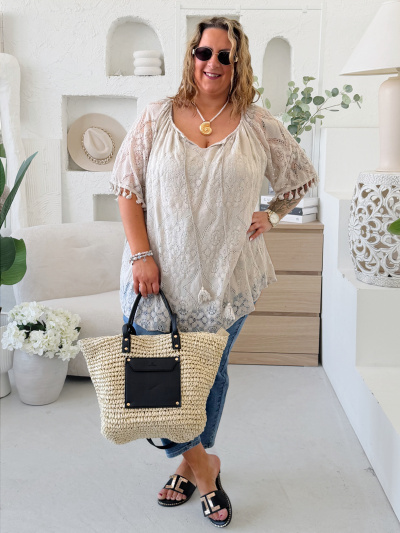 Krajková tunika Mendy do 4XL - béžová