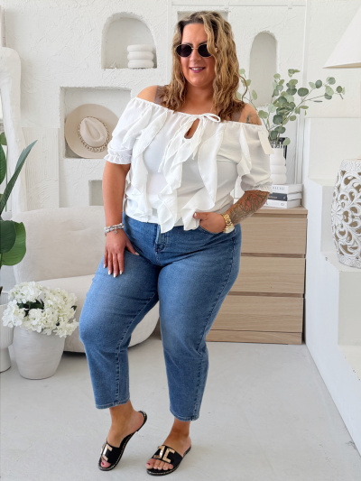 Volánkový top Samantha do 2XL - bílá