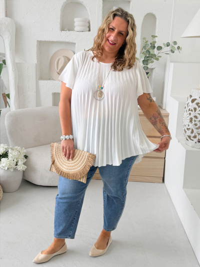 Halenka Plisa do 4XL bílá