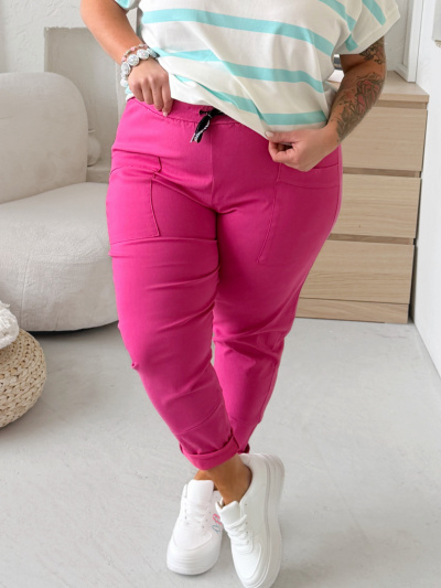 Elastické kalhoty Siera do 4XL fuchsiové