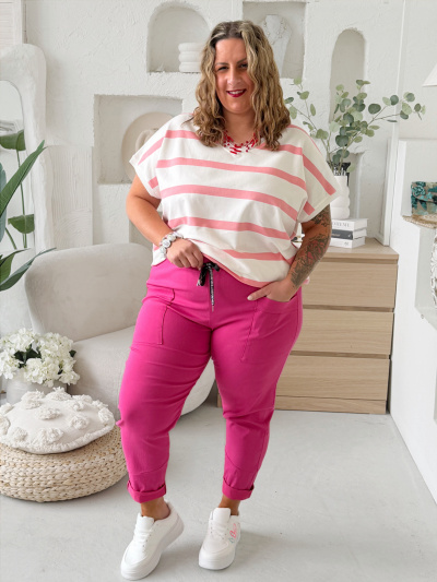 Mikinové tričko Stripes do 4XL - růžová