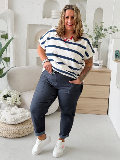 Elastické kalhoty Siera do 4XL denim