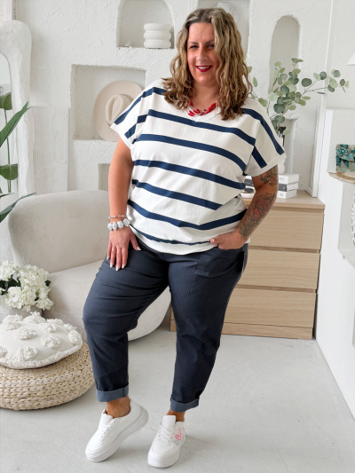 Mikinové tričko Stripes do 4XL - tmavě modrá