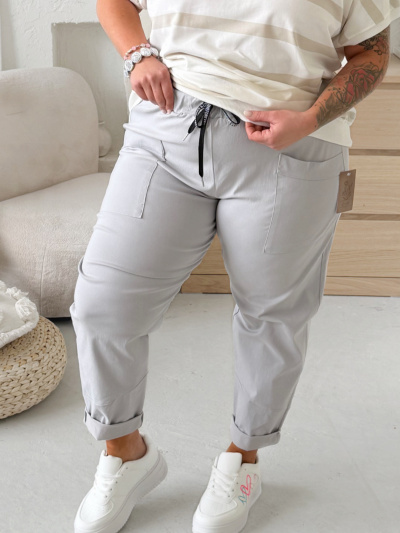 Elastické kalhoty Siera do 4XL šedé