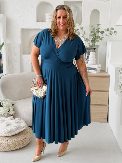 Áčkové šaty Ladonna do 4XL petrolej